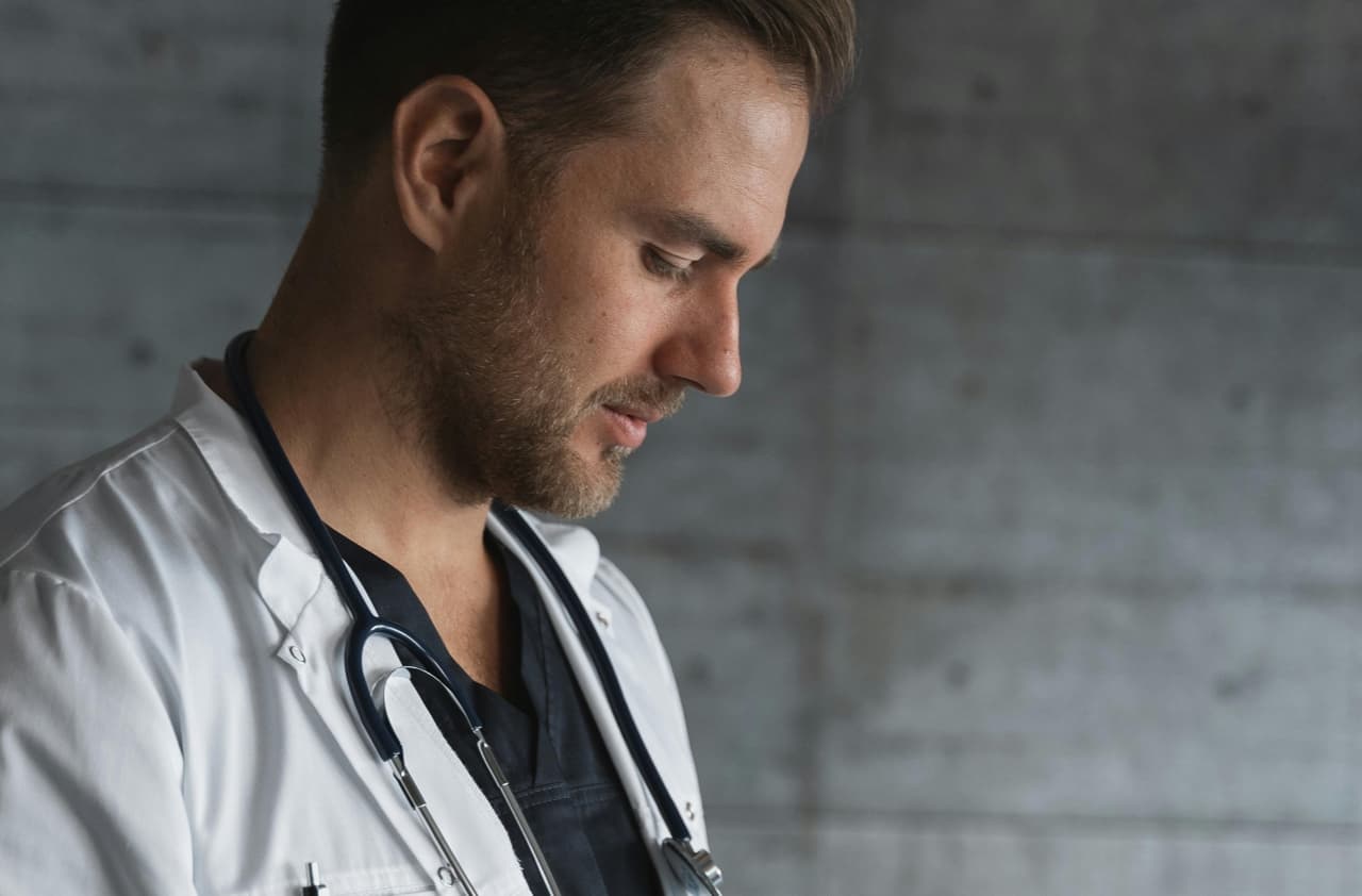 Doctor in white coat with stethoscope